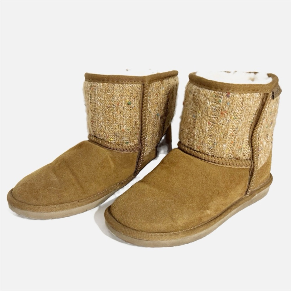 Minnetonka 86411 Suede Upper Wool Blend Sheepskin Lining Boot Woven Top Size 7